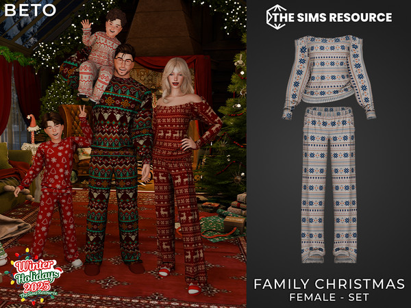 Sims 4 — Family Christmas (Set - Female) by Beto_ae0 — Christmas pajamas for the whole family, enjoy!