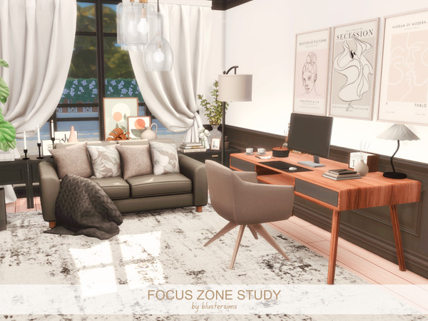 Sims 4 — Focus Zone Study by BlusterSims — The Focus Zone Study is a cozy, inviting room designed for productivity and