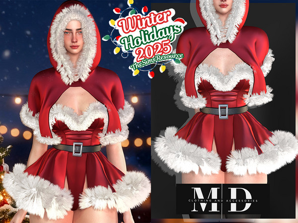 Sims 4 — red silk Christmas dress-style bodysuit - mydarling20 by Mydarling20 — Outfit Information Age Groups: Teens,