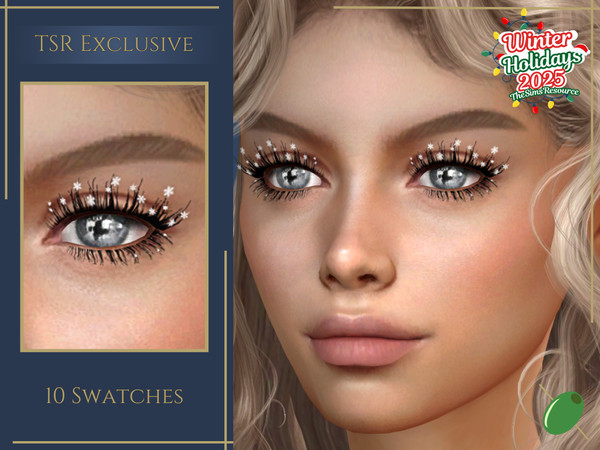 Sims 4 — Yuki 3D Lashes by Pitted0live — Long full lashes with freshly fallen snowflakes Swatches without snowflakes