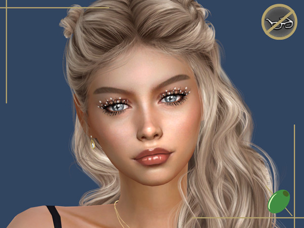 Sims 4 — Yuki Lashes Glasses Contradict by Pitted0live — Long full lashes with freshly fallen snowflakes Swatches without
