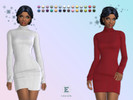 Sims 4 — ErinAOK Womens Dress 121125 by ErinAOK — Women's Long-Sleeved Wool Sweater Dress with Mock Turtleneck