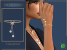 Sims 4 — Pearly Bow Bracelet by Pitted0live — chain bracelet with a bow detail and pearl drops Custom catalog image
