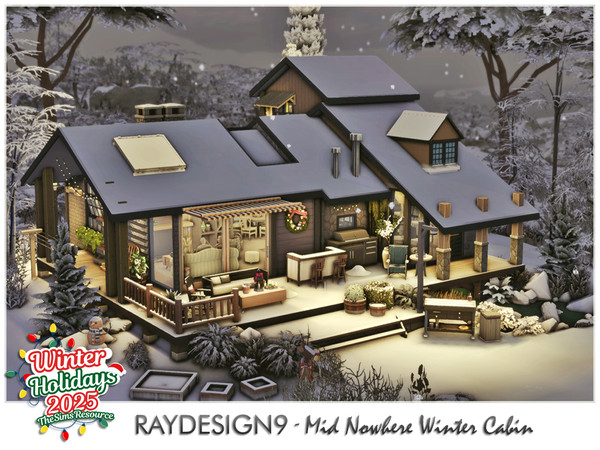 Sims 4 — Mid Nowhere Winter Cabin by RayDesign9 — I build a winter version of this cabin. A cozy forest cabin built on a