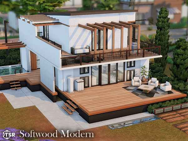 Sims 4 — Softwood Modern l noCC by simZmora — A modern two-bedroom family home designed for comfortable everyday living.