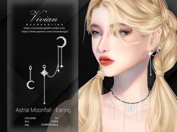 Sims 4 — Astral Moonfall - Earing by VivianDang — - All new meshes