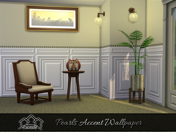 Sims 4 — Pearls Accent Wallpaper 3 by Emerald — Create a luxurious wall in your home with these pearls accent wallpaper.