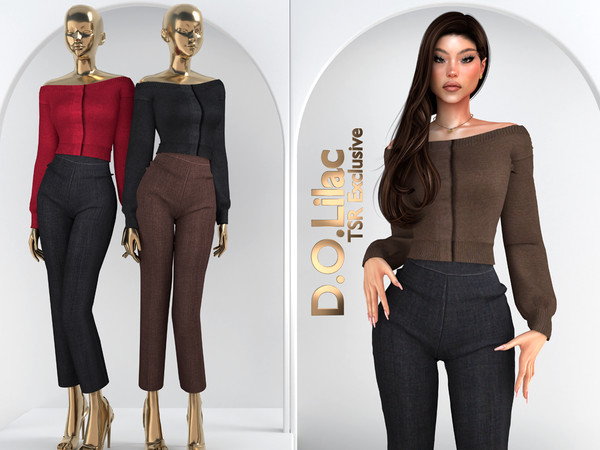 Sims 4 — Modern Feminine Chic Set DO118 by DOLilac — Includes: (Top + Bottom)