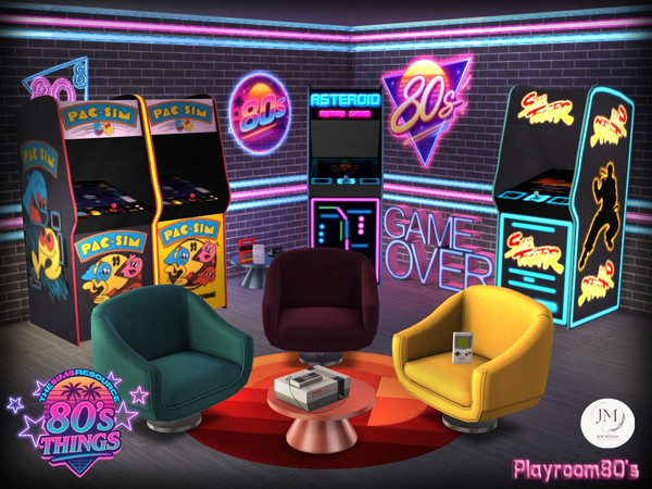 Sims 4 — Playroom 80s things set2 by jomsims — Step into an ultra stylish retro playroom inspired by the 80s with flashy