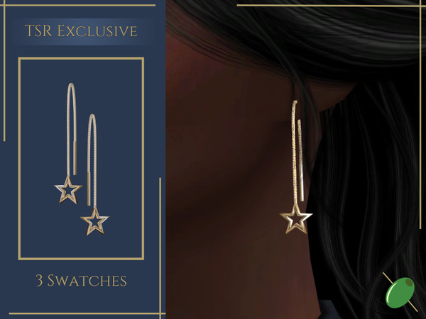 Sims 4 — Olivia Star Earrings by Pitted0live — Star earrings on a dainty chain Custom catalog image