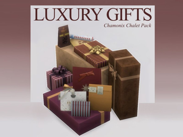 Sims 4 — Luxury Gifts Set by iiwaen — 3 CC Pack: Famous Chocolatier Set - 7 swatches Luxury Gift Packs - 18 swatches