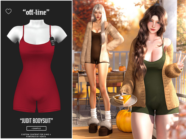 Sims 4 — Off-Line - Judit Bodysuit by VentaStudio — 5 Swatches (63 Swatches in Full)