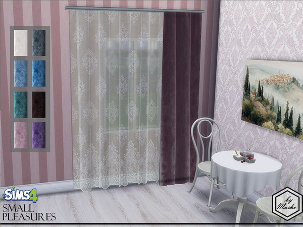 Sims 4 — TS4_byMarko_curtainsnewmesh-left.package by Marko_An — Sheer tulle and velvet curtains. New mesh. Has a right