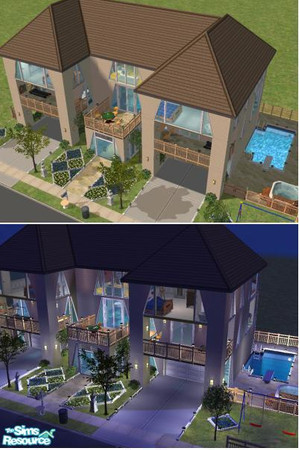 Sims 2 — Down Home Dorm by kc922 — Townhome w/ garages that sleeps 4 (each unit has 2 private BRs & BAs), w/ shared