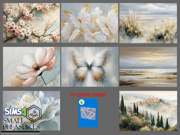 Sims 4 — Oil and pastel paintings by Marko_An — Recolors of paintings from the base game. Unframed paintings in a single