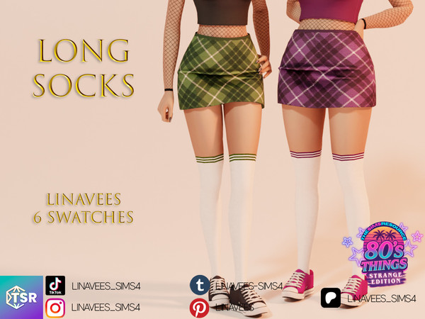 Sims 4 — 80's Things - LONG SOCKS by linavees — Original Mesh