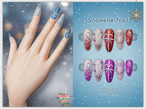 Sims 4 — LMCS Snowelle Nail by VELYSEA — -Fingernail category -HQ comatble -8 swatches