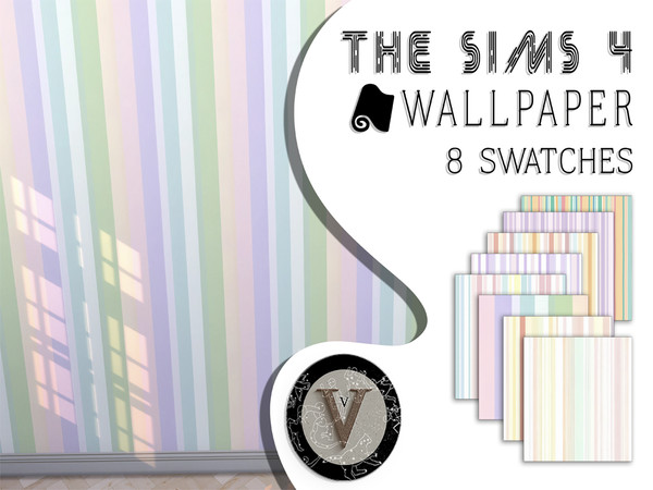 Sims 4 — VERESK_Wallpaper with vertical stripes by Veresk_Veresk — Wallpaper with vertical stripes in various colors in 8