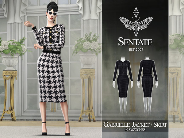 Sims 4 — Sentate-2025-GabrielleSkirt by Sentate — A stylish, classic tweed suit