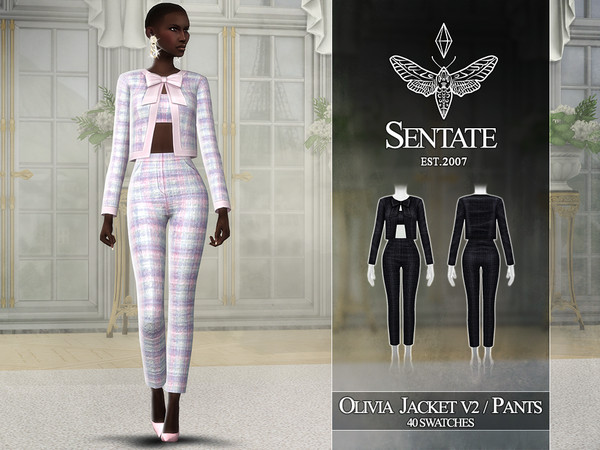 Sims 4 — Sentate-2025-GabriellePants by Sentate — A modern twist on a classic tweed suit.
