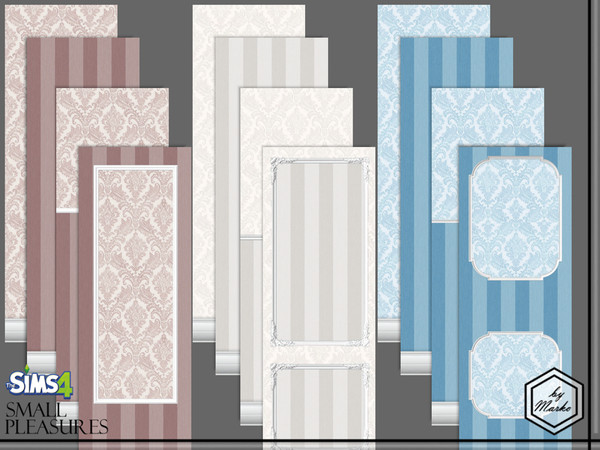 Sims 4 — Wallpaper set Classico by Marko_An — Three color options. Several wallpaper variations with a classic print.