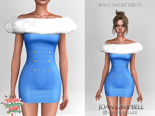 Sims 4 — XMAS SHORT FUR DRESS by Joan_Campbell_Beauty_ — 8 swatches Custom thumbnail Original mesh