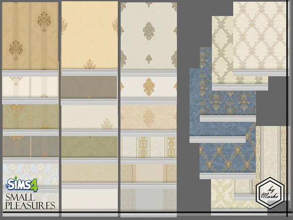 Sims 4 — A large selection of classic wallpapers by Marko_An — Elegant colors, classic print, damask