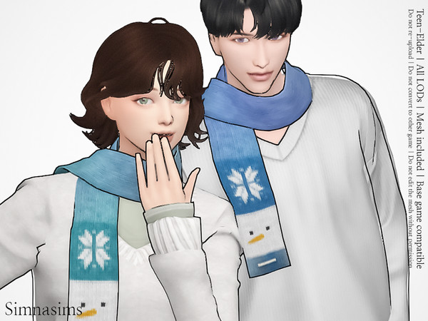 Sims 4 — Noonsaram Winter Scarf Set by Kr-simna — A set of winter knit scarf including child, adult male and female