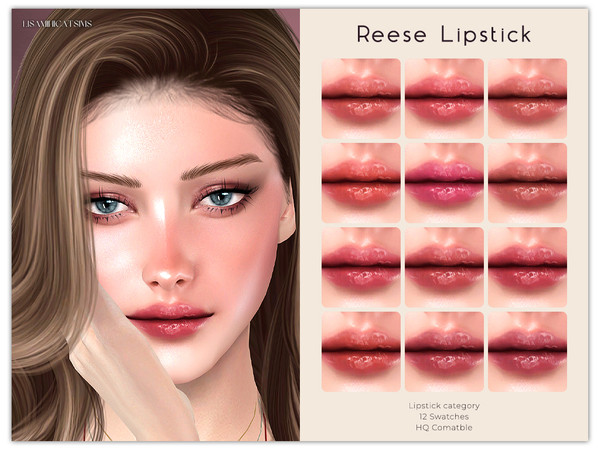 Sims 4 — LMCS Reese Lipstick by Lisaminicatsims — -Lipstick category -HQ comatble -12 swatches