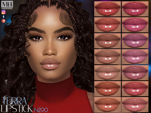 Sims 4 — Terra Lipstick N290 by MagicHand — Overlap glossy lips in 18 colors - HQ Compatible.
