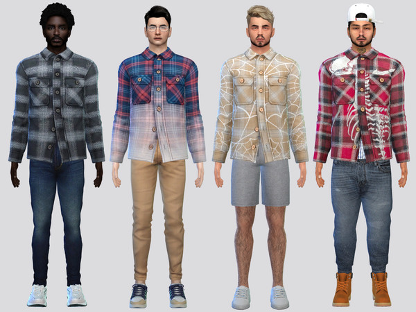 Sims 4 — Printed Plaid Shirt by McLayneSims — TSR EXCLUSIVE