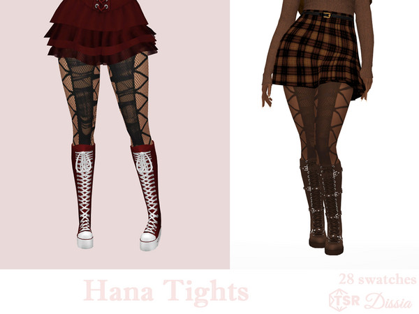 Sims 4 — Hana Tights by Dissia — Alternative tights with fishnet, cuts and straps