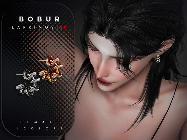 Sims 4 — Hoop Earrings by Bobur2 — Please, before writing where I can download this hair, please take a look at the