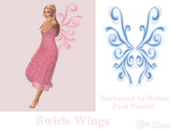 Sims 4 — Swirls Wings by Dissia — Swirl glittery soft wings inspired by sims 3 one !! Enchanted by Nature Pack Needed !!