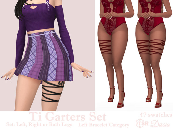 Sims 4 — Ti Garter (Left) by Dissia — Garter tied on left, right or both legs