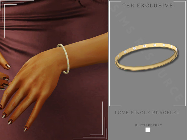 Sims 4 — Love Bracelet Single by Glitterberryfly — A single gold bracelet with diamonds
