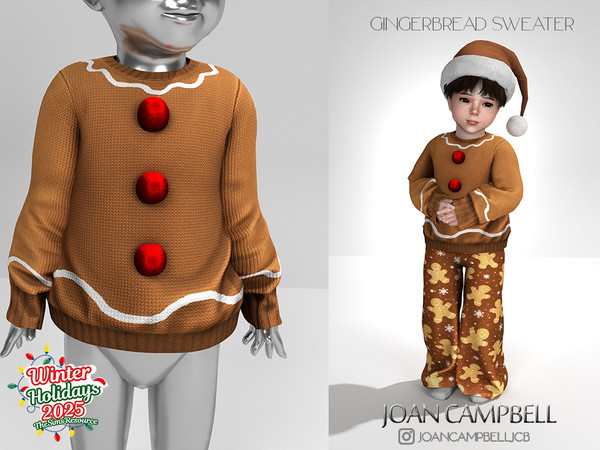 Sims 4 — GINGERBREAD SWEATER (TODDLER VERSION) by Joan_Campbell_Beauty_ — 5 swatches Custom thumbnail Original mesh