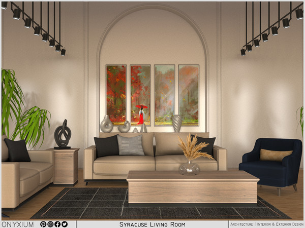 Sims 4 — Syracuse Living Room by Onyxium — Onyxium@TSR Design Workshop Living Room Collection - Belong To The 2025 Year