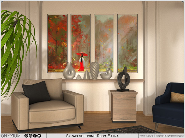 Sims 4 — Syracuse Living Room Extra by Onyxium — Onyxium@TSR Design Workshop Living Room Collection - Belong To The 2025