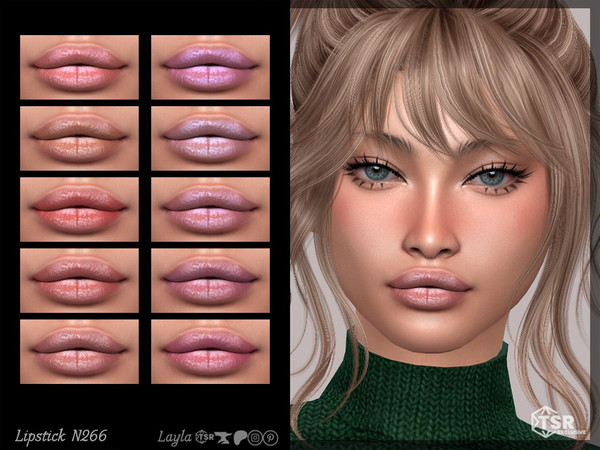 Sims 4 — Lipstick N266 by Layla — Female Glossy Lipstick Previews were made using HQ Mod