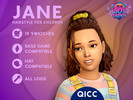 Sims 4 — 80's Things - Jane Hair by qicc — Medium-length half-up hairstyle secured with a scrunchie. - Maxis Match