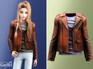 Sims 4 — Child - Vintage brown biker jacket with tee by Garfiel — A child-sized vintage biker jacket made from worn brown