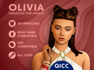 Sims 4 — Olivia Hair by qicc — A straight hairstyle with space buns. - Maxis Match