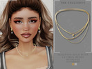 Sims 4 — Sculpted Gold Wave Layered Messy Necklace by Glitterberryfly — A layered gold necklace with gold wave pendant
