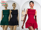 Sims 4 — Flared Drop Waist Mini Dress DO2095 by DOLilac — Custom thumbnail