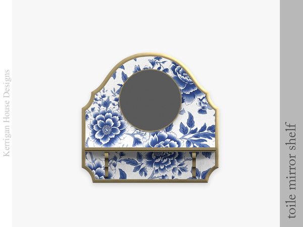 Sims 4 — Toile Mirror Shelf by kerriganhouse — A set of of vintage vanity decor objects for Toile de Jouy collectors.