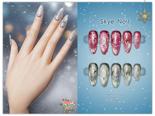 Sims 4 — LMCS Skye Nail by VELYSEA — -Fingernail category -HQ comatble -31 swatches