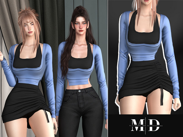 Sims 4 — Veronica two-piece cotton set by Mydarling20 — Outfit Information Age Groups: Teens, Young Adults, Adults,