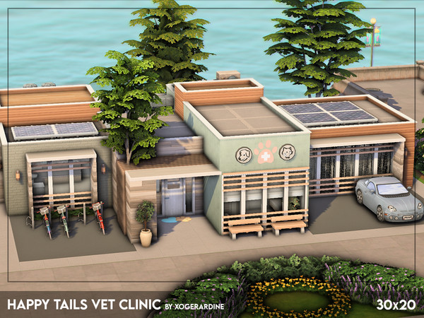 Sims 4 — Happy Tails Vet Clinic (NO CC) by xogerardine — I think it's my first proper vet clinic! I love how it turned