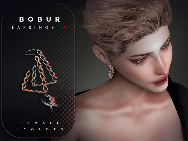 Sims 4 — (Patreon) Triangle-shaped chain Earrings by Bobur2 — Please, before writing where I can download this hair,